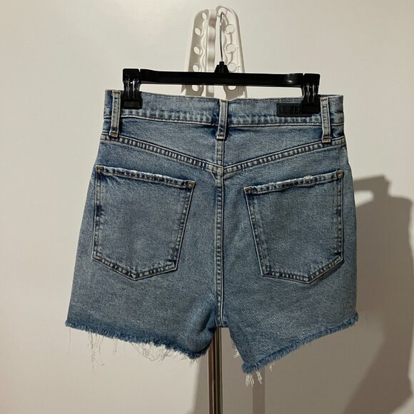 LE JEAN Georgie High-Rise Distressed Stretch Denim Cut-Off Shorts Sz 28 (4-6) - Picture 4 of 7